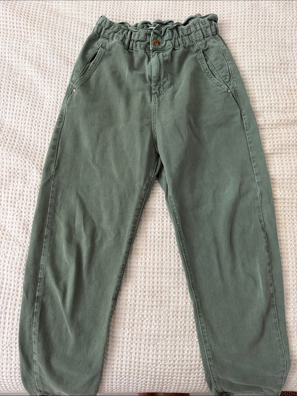 Zara Men's Paperbag Waist Chinos - Olive